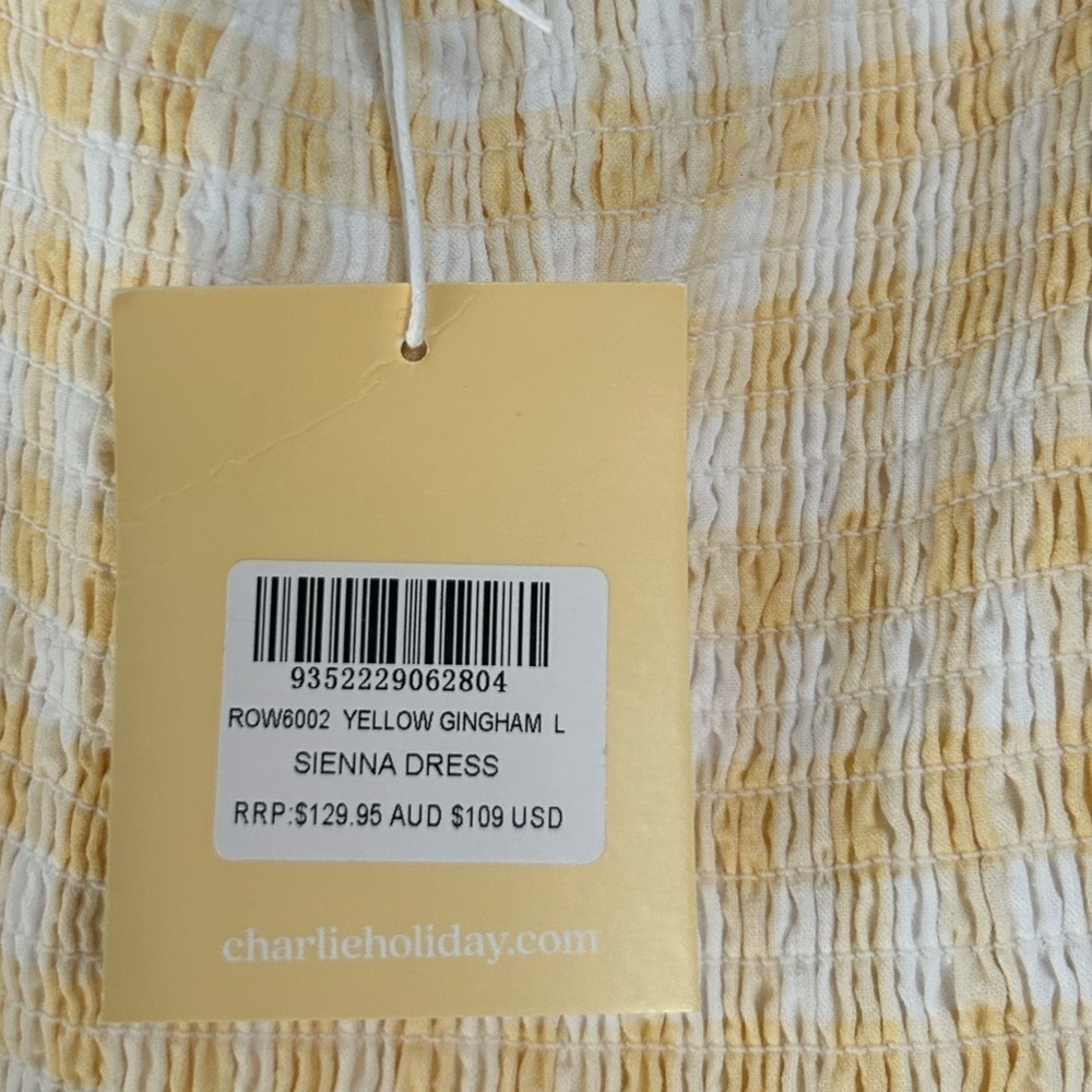 CHARLIE HOLIDAY Sienna yellow gingham mini dress size 8 NWT cottage core chic - Picture 8 of 14
